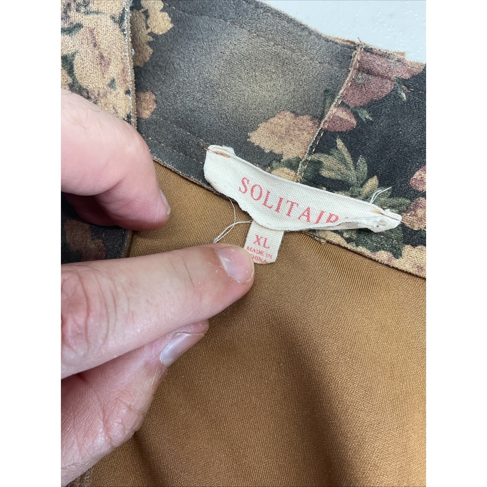 SOLITAIRE Anthropologie‎ faux suede Floral Women's Jacket cardigan Size XL - Picture 4 of 10